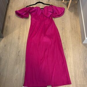 Abercrombie & Fitch Fuchsia Off-Shoulder Maxi Dress